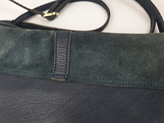 Navy leather bag with blue suede front detail Unknown preloved second hand clothes 11