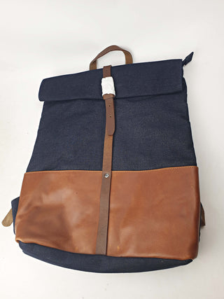 Elk denim and brown leather backpack Elk preloved second hand clothes 6