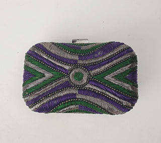 Mimco purple, green and silver "Guernica box clutch" Mimco preloved second hand clothes 7