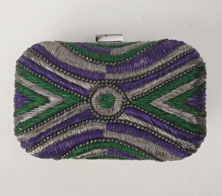 Mimco purple, green and silver "Guernica box clutch" Mimco preloved second hand clothes 8