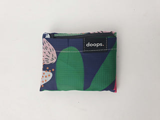 Doops deep blue-based floral print compact shopping bag Doops preloved second hand clothes 3