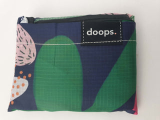 Doops deep blue-based floral print compact shopping bag Doops preloved second hand clothes 4