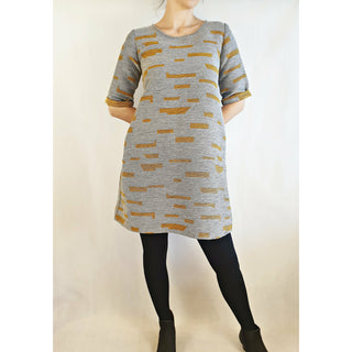 APOM (A Piece of Me) pre-owned grey and mustard dress size 6 (fits 6-small 8) APOM preloved second hand clothes 1