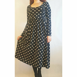 Asos pre-owned black long sleeve dress with white polka dots size 10 Asos preloved second hand clothes 1