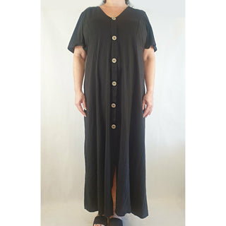 Asos pre-loved black maxi tee shirt dress with contrasting front buttons size UK 20 Asos preloved second hand clothes 1
