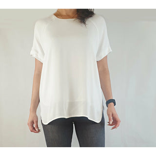 Bul pre-owned white dressy look top with stitching detail along seams size 12 Bul preloved second hand clothes 1