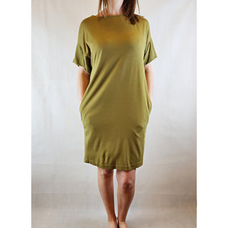 Cos olive green tee shirt style dress with 100% silk sleeves size XS (best fits size 6) Cos preloved second hand clothes 2
