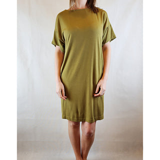 Cos olive green tee shirt style dress with 100% silk sleeves size XS (best fits size 6) Cos preloved second hand clothes 3