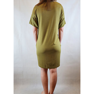 Cos olive green tee shirt style dress with 100% silk sleeves size XS (best fits size 6) Cos preloved second hand clothes 6