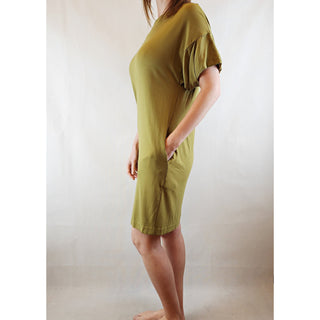 Cos olive green tee shirt style dress with 100% silk sleeves size XS (best fits size 6) Cos preloved second hand clothes 4