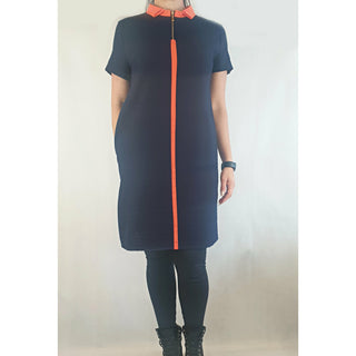 Da Peng 60s style navy dress with orange accents and front zip size XXL (best fits 12) Unknown preloved second hand clothes 3