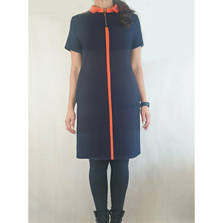Da Peng 60s style navy dress with orange accents and front zip size XXL (best fits 12) Unknown preloved second hand clothes 2