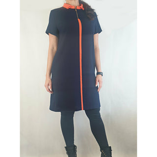 Da Peng 60s style navy dress with orange accents and front zip size XXL (best fits 12) Unknown preloved second hand clothes 1