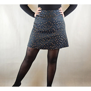 Gorman black subtle embroydered animal print knee length skirt size 12 Gorman preloved second hand clothes 1