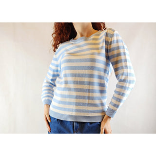 Gorman cotton blue and white knit jumper size S (best fits size 10) Dear Little Panko preloved second hand clothes 1