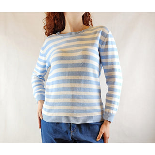 Gorman cotton blue and white knit jumper size S (best fits size 10) Dear Little Panko preloved second hand clothes 2