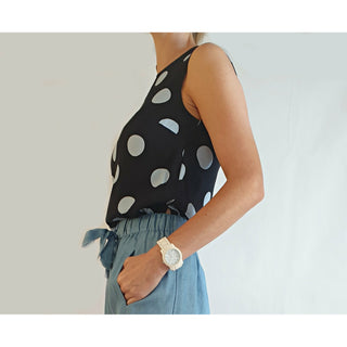 Gorman navy sleeveless top with blue polka dots size 6 Gorman preloved second hand clothes 11