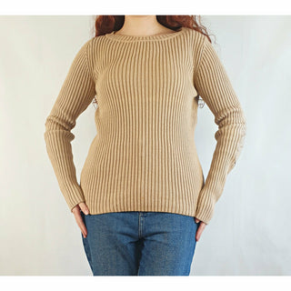 Innes De La Fressange x Uniqlo tan knit jumper size S (best fits size 10) Uniqlo preloved second hand clothes 2