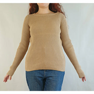 Innes De La Fressange x Uniqlo tan knit jumper size S (best fits size 10) Uniqlo preloved second hand clothes 1