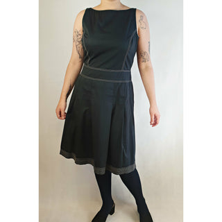 Jigsaw black dress with white stitching size 12 Unknown preloved second hand clothes 1