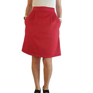 Kuwaii tomato red wool mix pencil skirt with pockets size 6 Kuwaii preloved second hand clothes 1
