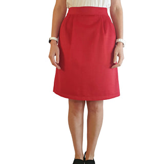 Kuwaii tomato red wool mix pencil skirt with pockets size 6 Kuwaii preloved second hand clothes 4