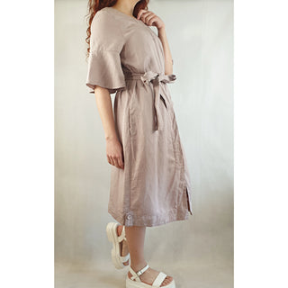 Mesop greyish dusty pink dress with hidden front buttons size S (best fits size 10) Mesop preloved second hand clothes 1