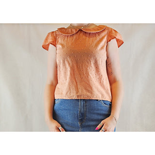 Princess Highway Peach cropped shirt with peter pan collar size 12 Princess Highway preloved second hand clothes 2