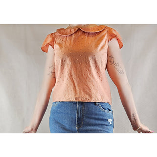 Princess Highway Peach cropped shirt with peter pan collar size 12 Princess Highway preloved second hand clothes 3