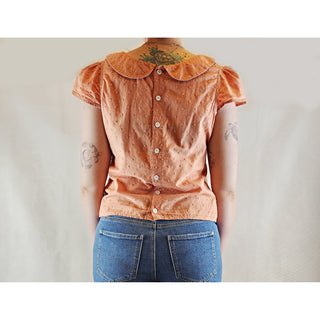 Princess Highway Peach cropped shirt with peter pan collar size 12 Princess Highway preloved second hand clothes 7