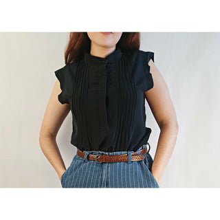 Satch black pre-owned 100% silk sleeveless shirt top size 10 Satch preloved second hand clothes 1