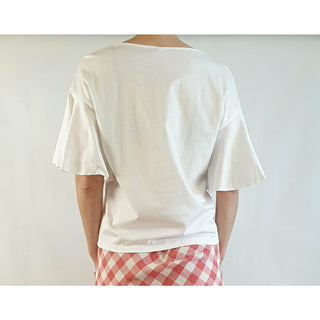 Uniqlo purple white tee shirt with flared arm detail size XS (best fits 6-8) Uniqlo preloved second hand clothes 8